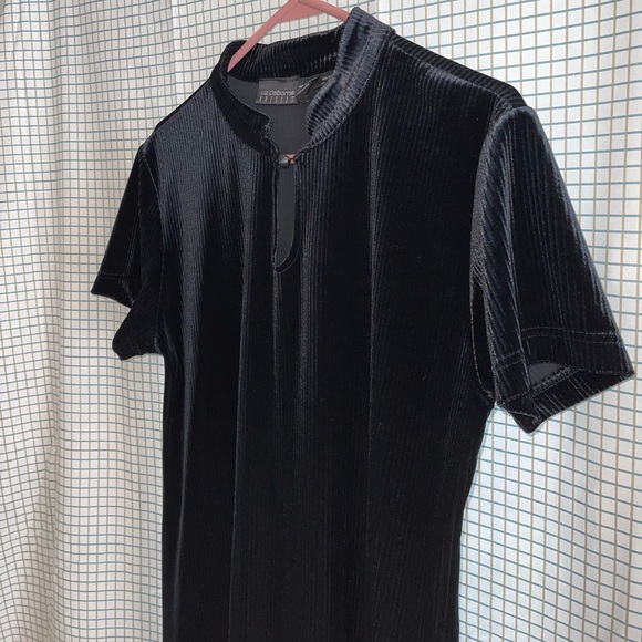 90s Liz Claiborne Dresses Black Ribbed Velour Dress Large - Picture 11 of 13